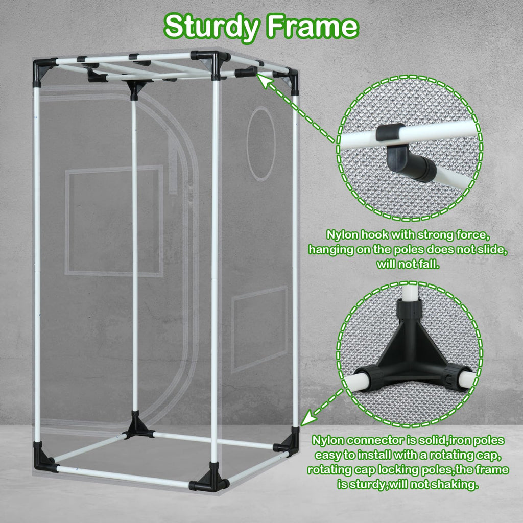 24"x24"x55" 600D Mylar Hydroponic High Reflective Grow Tent for Plants