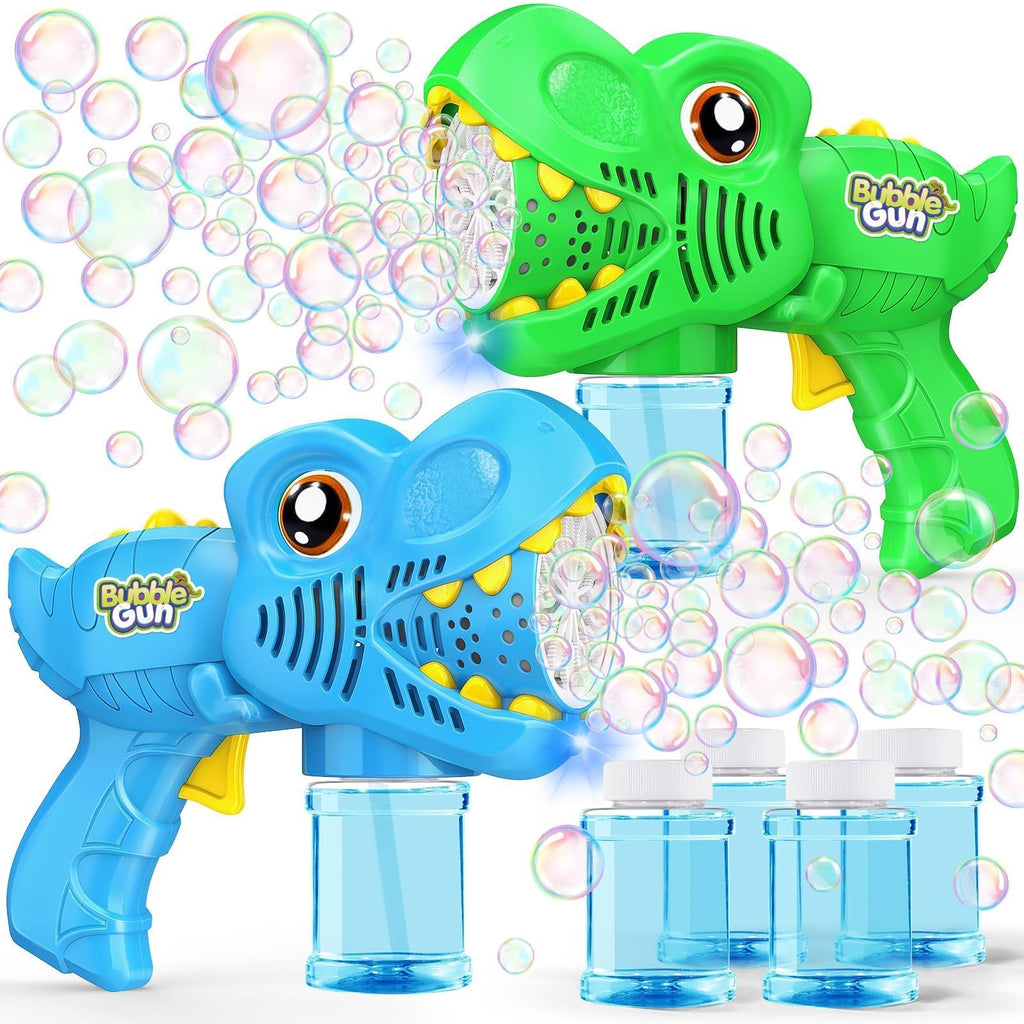 Yunaking Kids Bubble Gun 2 Pack, Dino Bubble Machine for Boy Girl Toys Gift