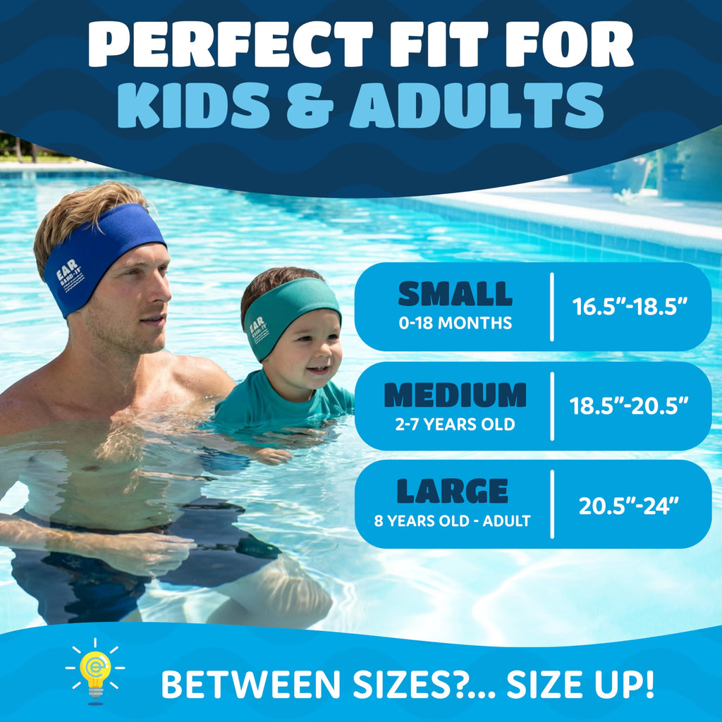Earvolution Original Ear Band-It Swimming Headband, American Brand, Doctor-Invented - for Kids & Adults - Sensory-Friendly - Keep Ears Dry & Prevent Swimmer's Ear, Holds Earplugs In, (Magenta - Small)
