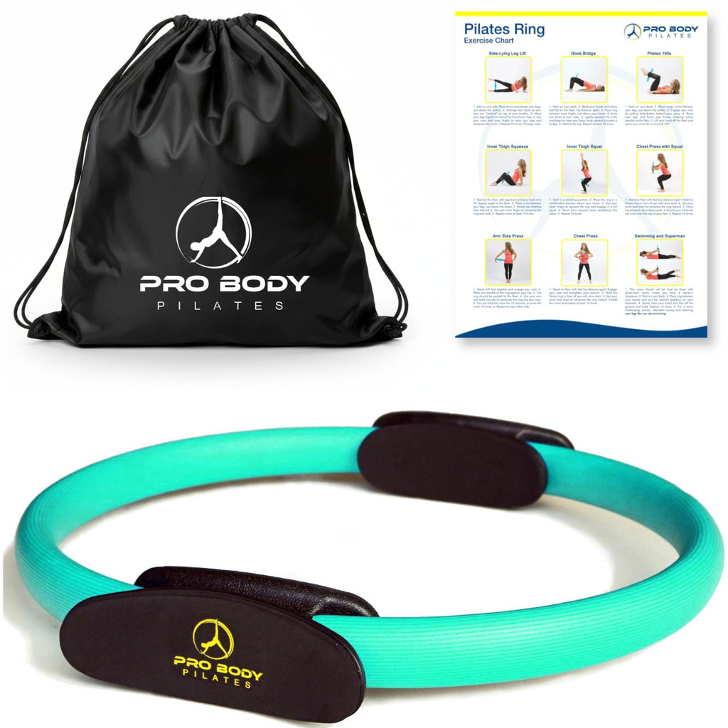ProBody Pilates Fitness Circle ��� 14 Inch Pilates Ring for Yoga and Other Workouts, Focusing on Toning Inner Thighs, Arms, Core and Back, at Home Pilates Equipment (Aqua)