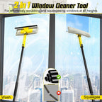 Window Squeegee with Extension Pole for Home, Professional Squeegee for Window Cleaning Tool Kit with Scrubber, 2 in 1 Rotatable Window Washing Kit for Car Glass Shower Indoor & Outdoor High Windows