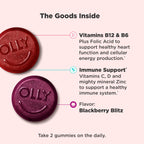 OLLY Men's Multivitamin Gummy, Immune Support, Vitamins A, C, D, E, B, Lycopene, Zinc, BlackBerry, 60 Day Supply - 120 Count