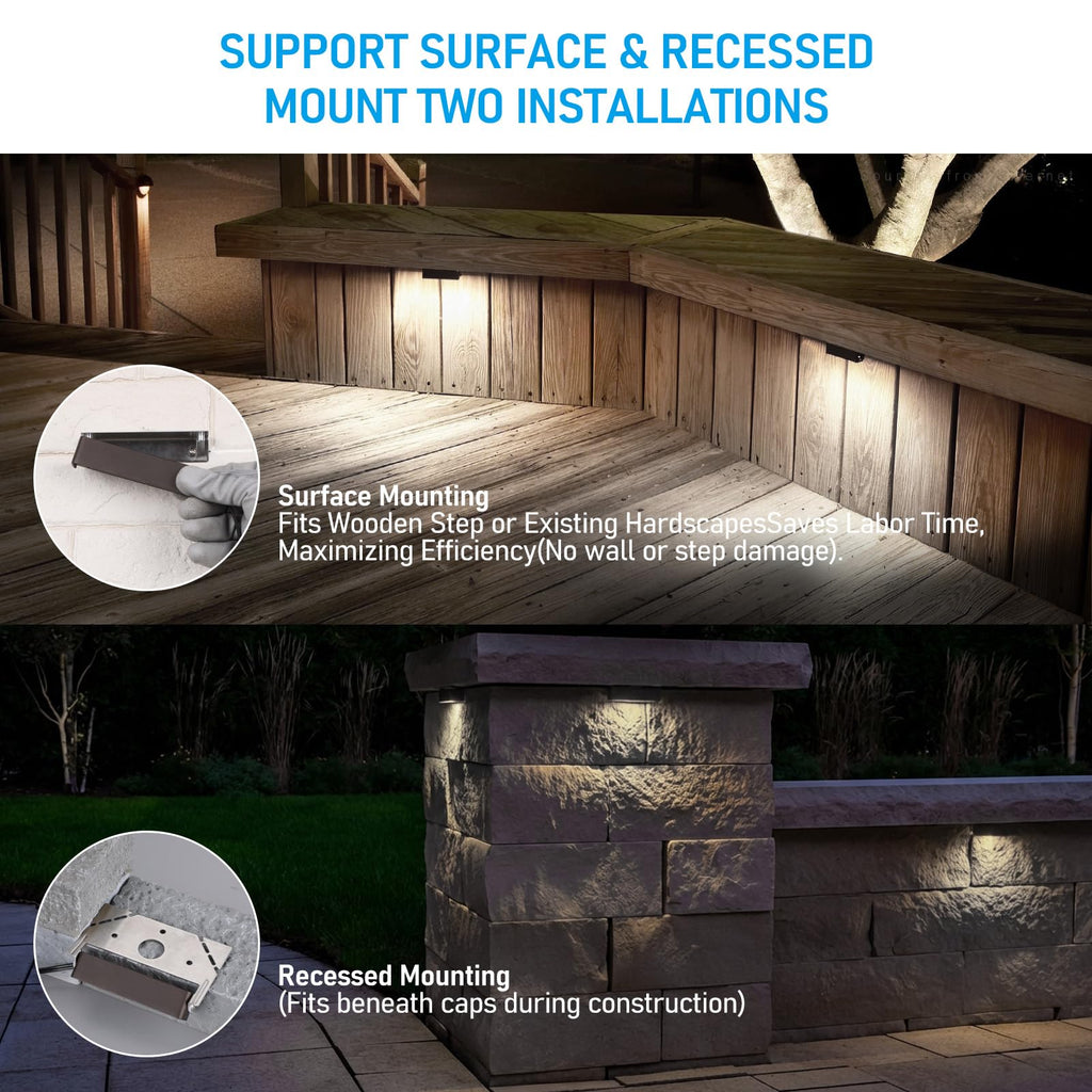 LEONLITE 8-Pack 4 Inch LED Hardscape Lighting, Update Retaining Wall Lights, LED Landscape Lighting, 12-24V AC/DC Paver Light Low Voltage, 1W/2W/3W Dimmable Outdoor Step Lights, 5000K Daylight, ETL