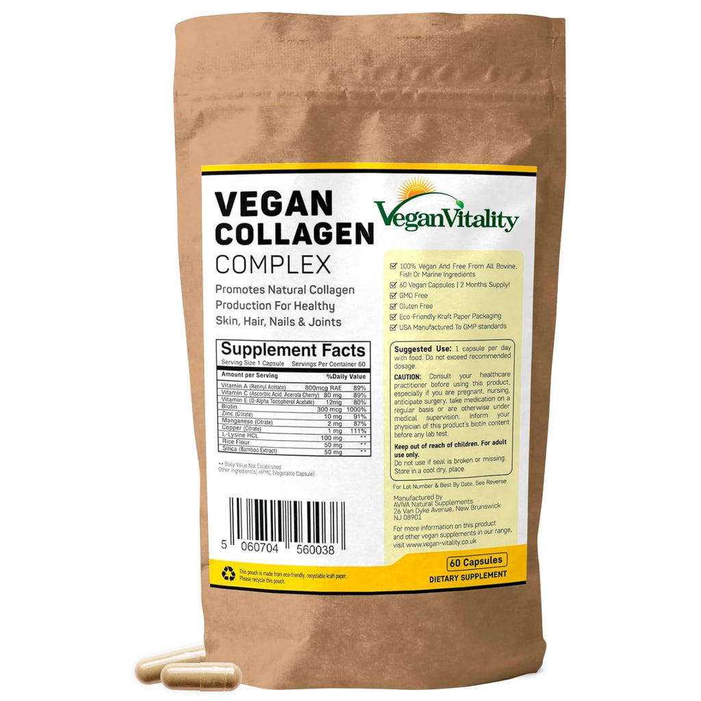 Vegan Collagen Supplements with Biotin for Hair, Skin, Nails & Joints - 2 Months Supply. Cruelty Free Plant Based Collagen Vegan, Vegetarian Collagen Booster Pills. Vegan Collagen for Women and Men