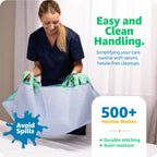 Improvia Positioning Bed Pad, with 8 Reinforced Handles, Quick-Drying, Washable, Waterproof, for Lifting, Turning, Transfering, Elderly and Incontinence Patients (Green, 34" x 52" - Pack of 1)