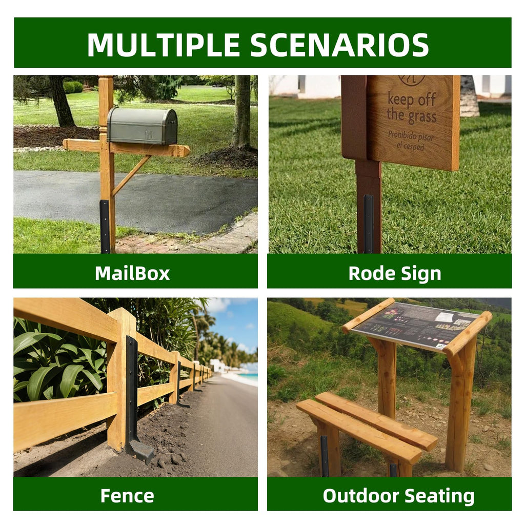 5PCS Fence Post Repair Kit, Heavy Duty Fence Posts Repair Stakes for Fix Wooden Broken Posts, Repair Tilted