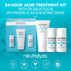 Neutralyze Moderate to Severe Acne Treatment Kit 2.0 - Maximum Strength 3 Step Acne Kit with 2% Salicylic Acid, 2% Mandelic Acid & Nitric Oxide - Includes Face Wash, Clearing Serum & Synergyzer