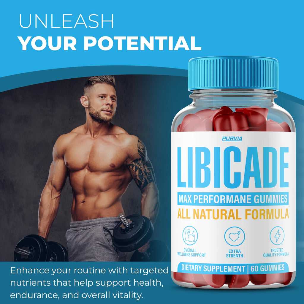 (2Pack) Libicade Gummies, Premium Supplement Gummys For Man, All Natural Drive For Men, Mens Support Health Gummy, Men's Performance Multi Vitamins Daily Strong Workout Energy Active Lifestyle (120ct)