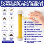 Fly Stick Sticky Fly Traps for Indoors Outdoor 4pk. Non-Toxic Super Sticky Hanging Flies Catcher Paper Tape Strips for Home. Catches All Bugs and gnats. Indoor Outdoor House Flying Insect Trap.