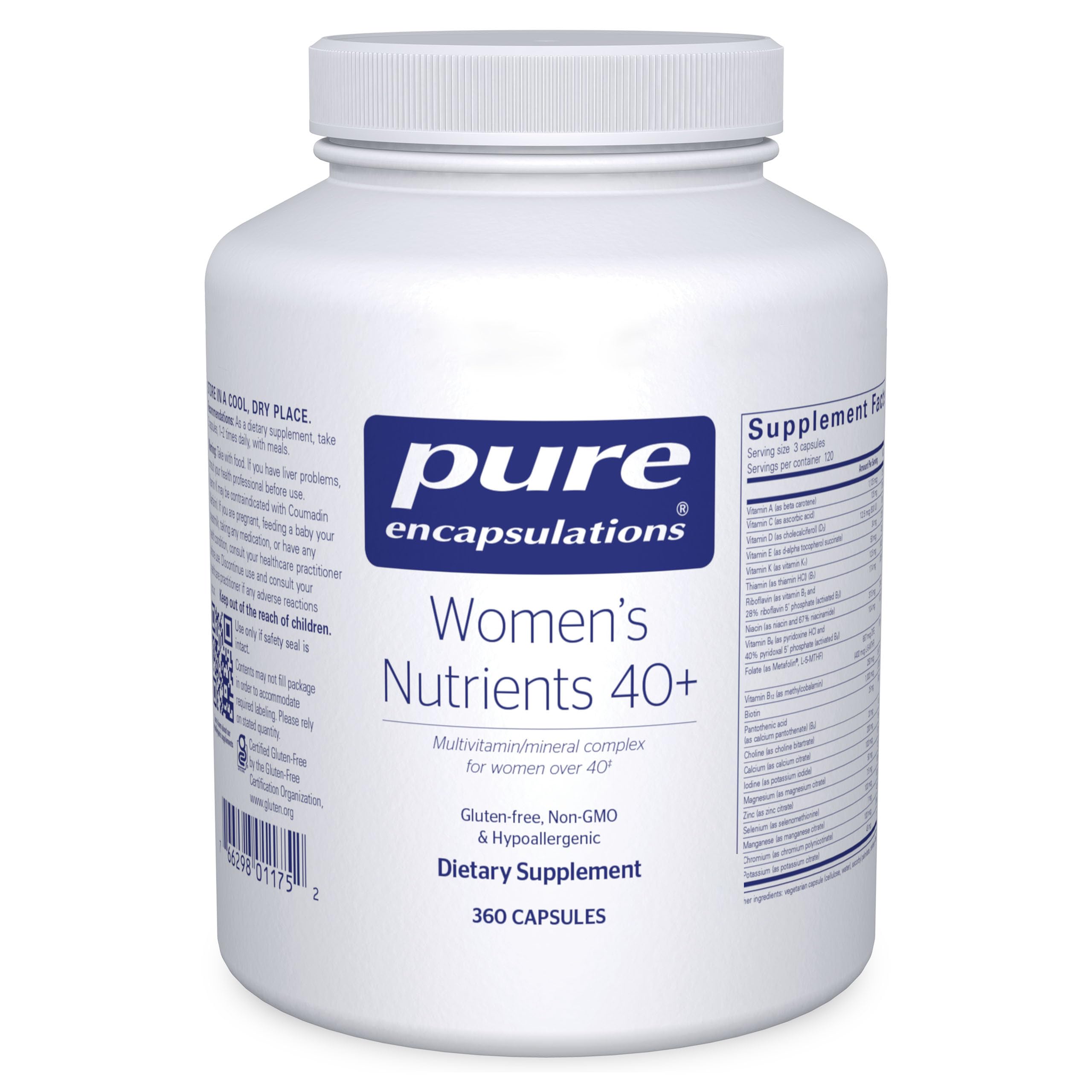 Pure Encapsulations Women's Nutrients 40+ - Multivitamin for Women Over 40 to Support Urinary Tract Health, Breast Cell Health & Eye Integrity* - with Vitamin C, E & A - 360 Capsules