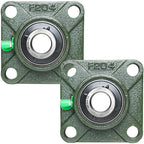 2 Pack UCF204-12 Pillow Block Bearing - Square Flange 4 Bolt Bearing - Bearing Steel with 3/4 inch Bore - Self Alignment