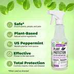 Mighty Mint Peppermint Oil Plant Protection Spray – Insect & Pest Control for Gnats, Spider Mites & Aphids – Plant-Based, Easy-to-Use - 16 oz