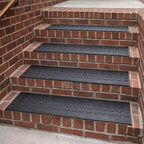 Ottomanson Outdoor Rubber Stair Treads – Coin Heavy-Duty Non-Slip Stair Mats – Best Grip on Concrete, Brick & Textured Step – Fastening Recommended for Wooden & RV Steps, Pack of 5