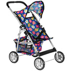 fash n kolor® - Doll Stroller My First Baby Doll Strollers Toy - Flower Design with Basket in The Bottom - Dolls to Play Baby Doll Stroller for Girls, Toddler Play Toy Doll Buggy Carriage Foldable