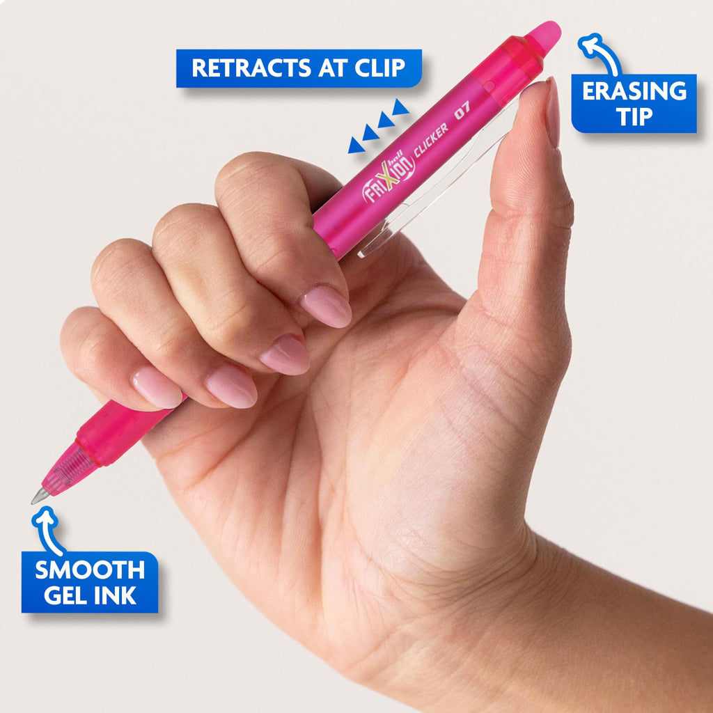 PILOT FriXion Clicker Gel Ink Pens 0.7mm, Assorted Colors, 10-Pack