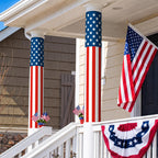 Frienda 4 Pack 4th of July American Flag Column Wraps 108 x 54 Inch Striped Porch Independence Day Column Wraps with 1 Roll Tape Disposable Pillar Wrap for Independence Day Party Outdoor Decor