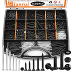Dianrui 1680 PCS Blcak Nails and Screws Assortment Kit & Screw Bolts and Nuts, M3/M4/M5/M6 Machine Screws, Small Nails for Picture Hanging, #6#8 Drywall Screw Set for DIY Project Length 1/2" to 2"