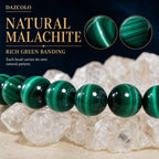 DAZCOLO Natural Gemstone Stretch Elastic Bracelet (Malachite)