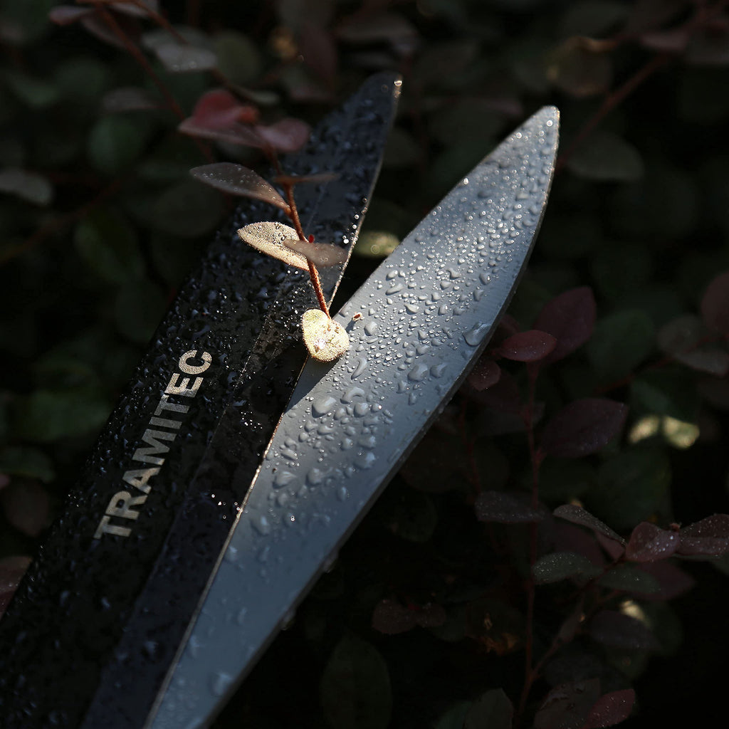 TRAMITEC Garden Hedge Shears, Manual hedge Clippers for Shaping Shrubs and Trimming Bushes. Hedge Clippers & Shears made with Durable Carbon Steel Blades, Shock-Absorbing Bumpers and Comfort Grips.