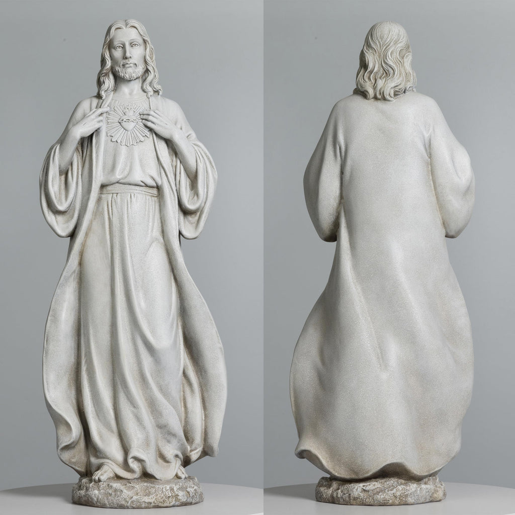 BC Catholic Sacred Heart of Jesus Statue, 24.5" H Large Jesus Christ Statue, Catholic Outdoor Statue for Garden Yard Patio Lawn Hallway, Handpainted Religious Gift for Father's Day