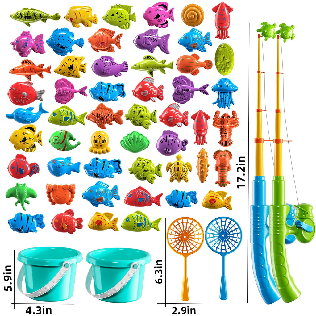 NIPLOOOW Magnetic Fishing Game Pool Toys for Kids 3-5, Water Table Bathtub Kiddie Party Toy with Pole Rod Net Plastic Floating Fish, Outdoor Toys for Kids Age 3 4 5 6 7 8 Year Old