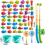 NIPLOOOW Magnetic Fishing Game Pool Toys for Kids 3-5, Water Table Bathtub Kiddie Party Toy with Pole Rod Net Plastic Floating Fish, Outdoor Toys for Kids Age 3 4 5 6 7 8 Year Old