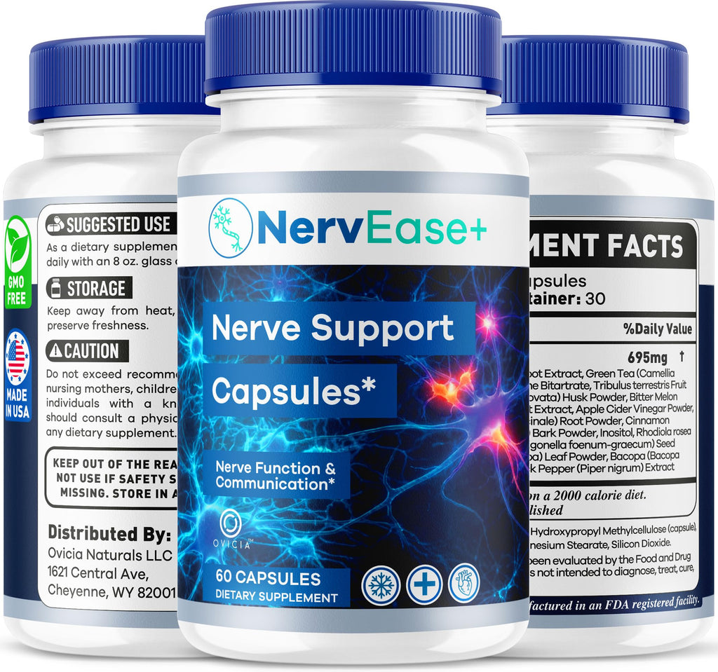 (3 Pack) NervEase - NervEase Support Capsules Advanced Formula Maximum Strength, Daily Premium Pills All Natural Ingredients Vitamins Support for Overall Health & Wellness, 180 Capsules for 3 Months