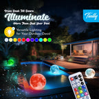 TIALLY Floating Pool Lights Solar Powered - 16" Full Moon Inflatable Light Up Pool Balls, Solar Globes that Float for Outdoor Decor, Glow in the Dark Party Decorations - Great Holiday Gifts (2 Pack)