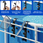 codree 2 Pcs Pool Leaf Skimmer Net Holder, Adjustable Above Ground Pools Hooks, Swimming Pool Pole Hangers for Hanging Tool, Hose, Leaf Rakes, Nets Pool-Accessories
