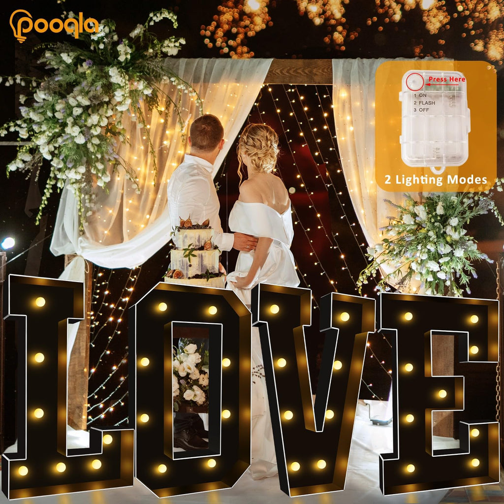 Pooqla 3FT Marquee Light Up Letters, Black LED Party Decor Large Marquee Letters 3 Feet Tall, Giant Mosaic Letter for Birthday Graduation Anniversary Wedding Decoration, Letter G
