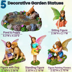 Mood Lab Fairy Garden Decor Figurines - Decorative Resin Pond Statues (5 Pieces) for Indoor & Outdoor Decor