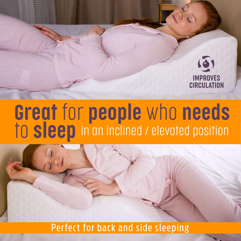 Aeris Wedge Pillow for Sleeping -Post Surgery Pillow -Unique Curved Design -Memory Foam- Incline Pillow for Elevation,Pregnancy,Reading,Back & Knee Support,Breathing –,Washable Cover