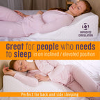 Aeris Wedge Pillow for Sleeping -Post Surgery Pillow -Unique Curved Design -Memory Foam- Incline Pillow for Elevation,Pregnancy,Reading,Back & Knee Support,Breathing –,Washable Cover