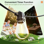 addlon 100FT Outdoor String Lights LED with Remote Dimmable Waterproof