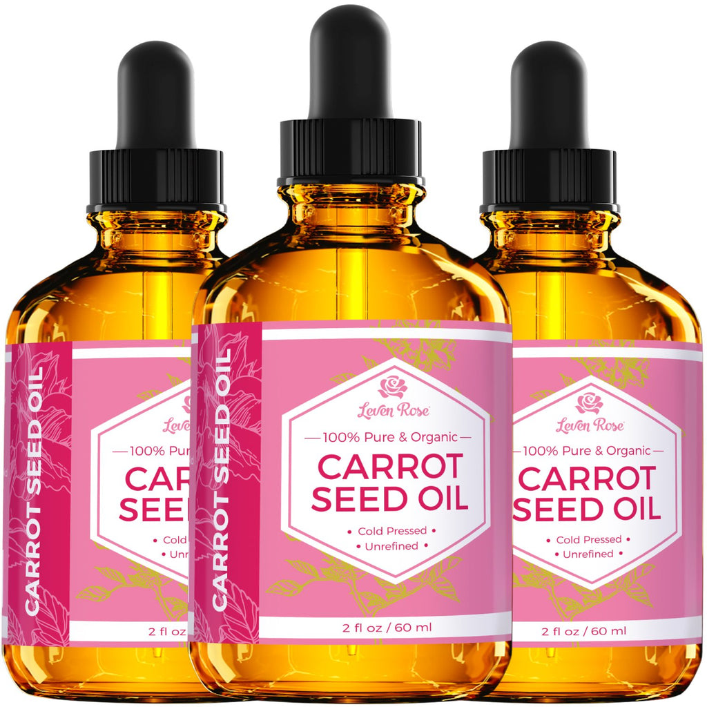 Carrot Seed Oil by Leven Rose, 100% Pure Unrefined Cold Pressed Moisturizer for Hair Skin and Nails 2 oz
