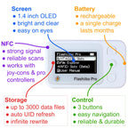 Flashiibo Pro NFC Emulator, NFC Tag Emulator, 3000+ Saves, Unlimited Rewrite, Auto UID Regen, Rechargeable Battery , 1.4" OLED Screen, Compatible with 50+ Games on Switch 1 & 2 (White)