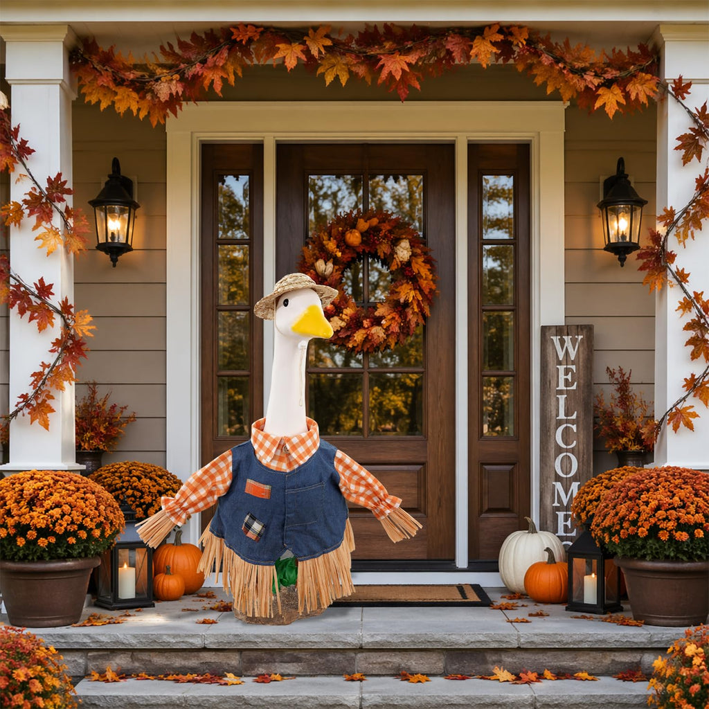Fall Scarecrow Porch Goose Outfit Autumn Goose Costume for Outdoor Decor