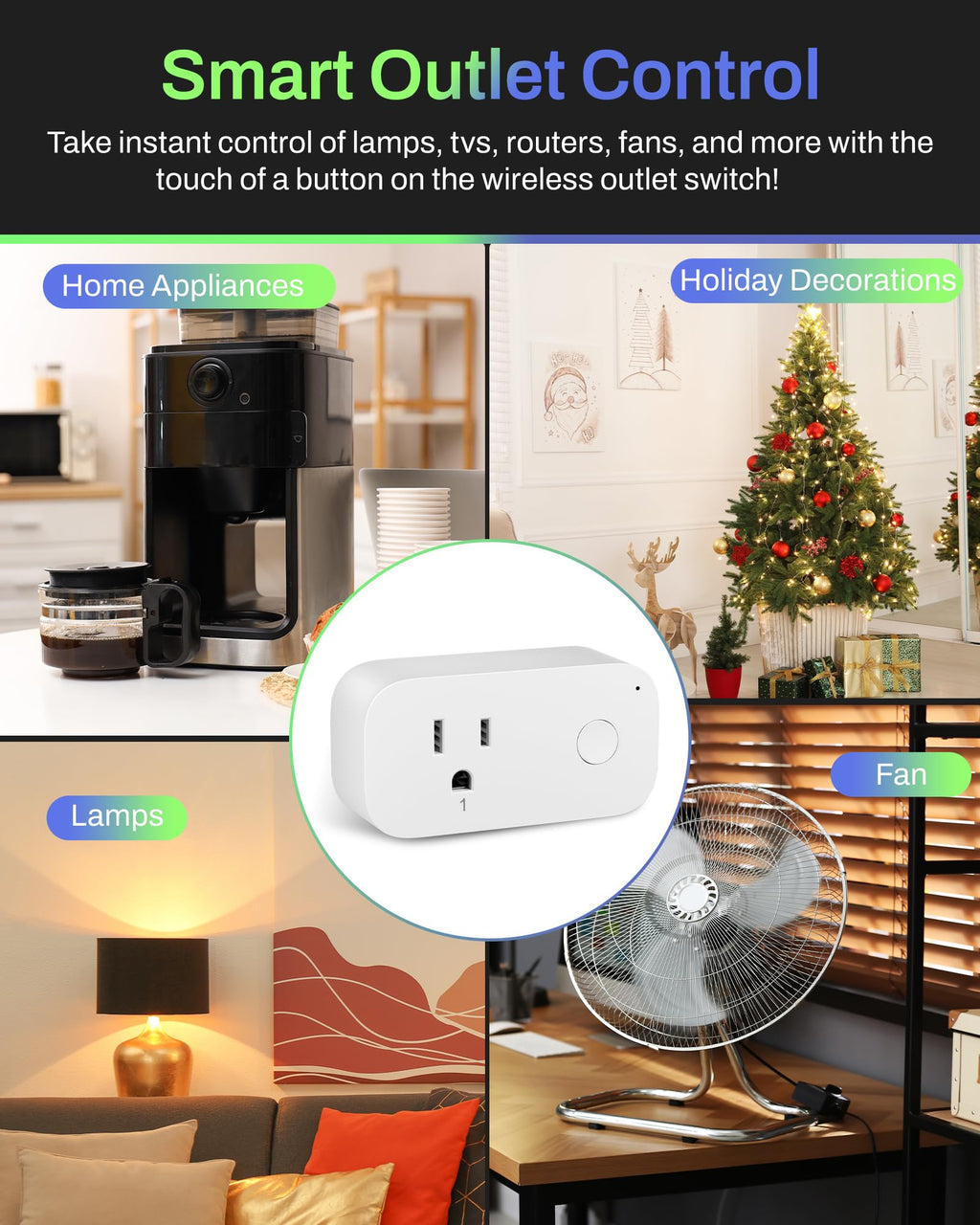 BN-LINK Wireless Remote Control Outlet Switch – 3-Outlet Kit with Magnetic Remote & Wall-Mount Holder, Remote Plugs for Lights & Appliances, Outlet Remote Control Wireless, Up to 100 ft Range