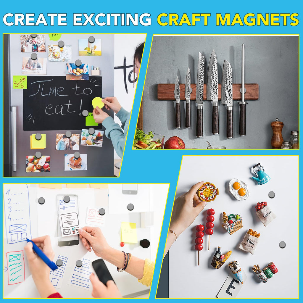 TRYMAG Ceramic Magnets for Crafts, Small Round Disc Crafts Magnets with Adhesive Backing 18mm (.709 inch), Flat Circle Ferrite Industrial Magnets for Crafts, DIY, Science, Hobbies, Project - 200 PCS