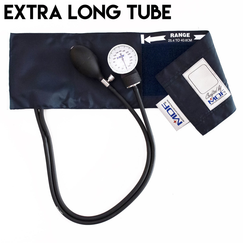 MDF Instruments, Calibra Aneroid Premium Professional Sphygmomanometer, Blood Pressure Monitor with Adult Cuff & Carrying Case, Lifetime Calibration, White Dial, Navy Blue Cuff, MDF808M04