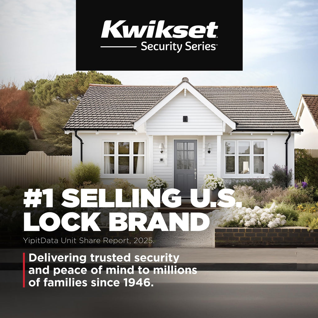 Kwikset Belleview Front Door Lock Handle and Deadbolt Set, Entry Handleset Exterior Only, Satin Nickel, Pick Resistant SmartKey Rekey Deadbolt Security, Interior Sold Separately