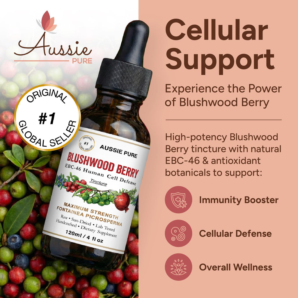 Aussie Pure Blushwood Berry EBC-46 Human Therapy Tincture – Immune & Cell Defense Supplement – Natural Antioxidant – Alcohol-Free, Vegan Glycerin Formula – Oral & Topical Use – 120ML