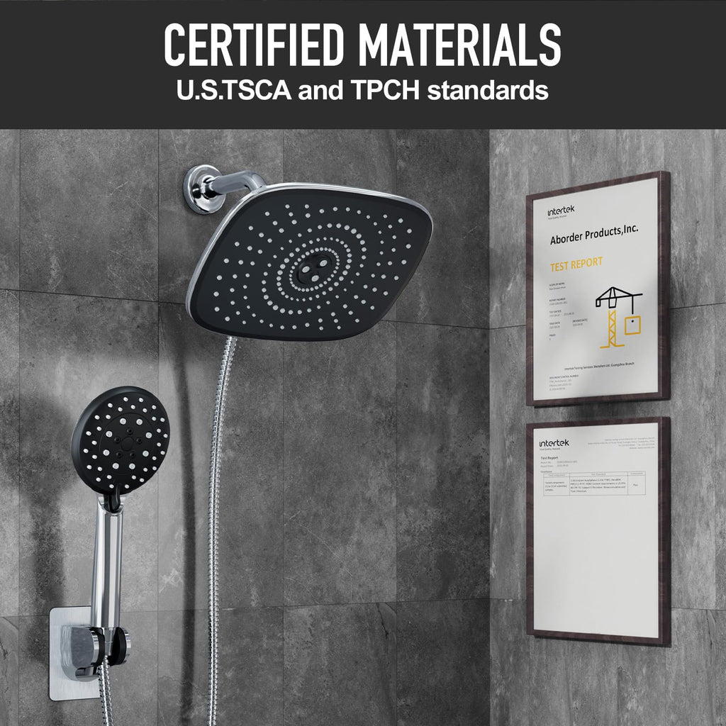 Veken 10'' Rain Shower Head with Handheld, High Pressure Rainfall Showerhead Combo with 5 Handheld Water Spray Modes for Bathroom Accessories, Home Decor, Detachable Dual Shower Heads, Brushed Nickel
