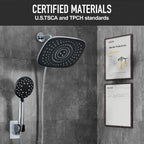 Veken 10'' Rain Shower Head with Handheld, High Pressure Rainfall Showerhead Combo with 5 Handheld Water Spray Modes for Bathroom Accessories, Home Decor, Detachable Dual Shower Heads, Brushed Nickel