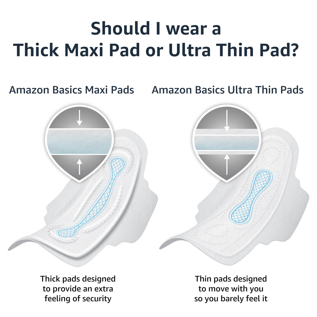 Amazon Basics Ultra Thin Pads with Flexi-Wings for Periods, Long Length, Super Absorbency, Unscented, Size 2, 128 Count, 4 Packs of 32