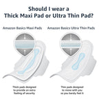 Amazon Basics Ultra Thin Pads with Flexi-Wings for Periods, Long Length, Super Absorbency, Unscented, Size 2, 128 Count, 4 Packs of 32