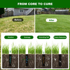 Qdreclod Core Aerator Lawn Tool Manual Lawn Aerator Tool with 4 Hollow Tines Non-Clogging Heavy Duty Plug Aerator for Soil Loosening Lawn Aeration, Revives Lawn Health,Garden Tool