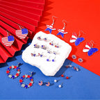 30 Pieces 4th of July Earring Stud Patriotic Earrings Set for Women Enamel Heart Star Butterfly USA Flag Earring Hypoallergenic Independence Day Earrings Jewelry Accessories(15 pairs Fourth of July)