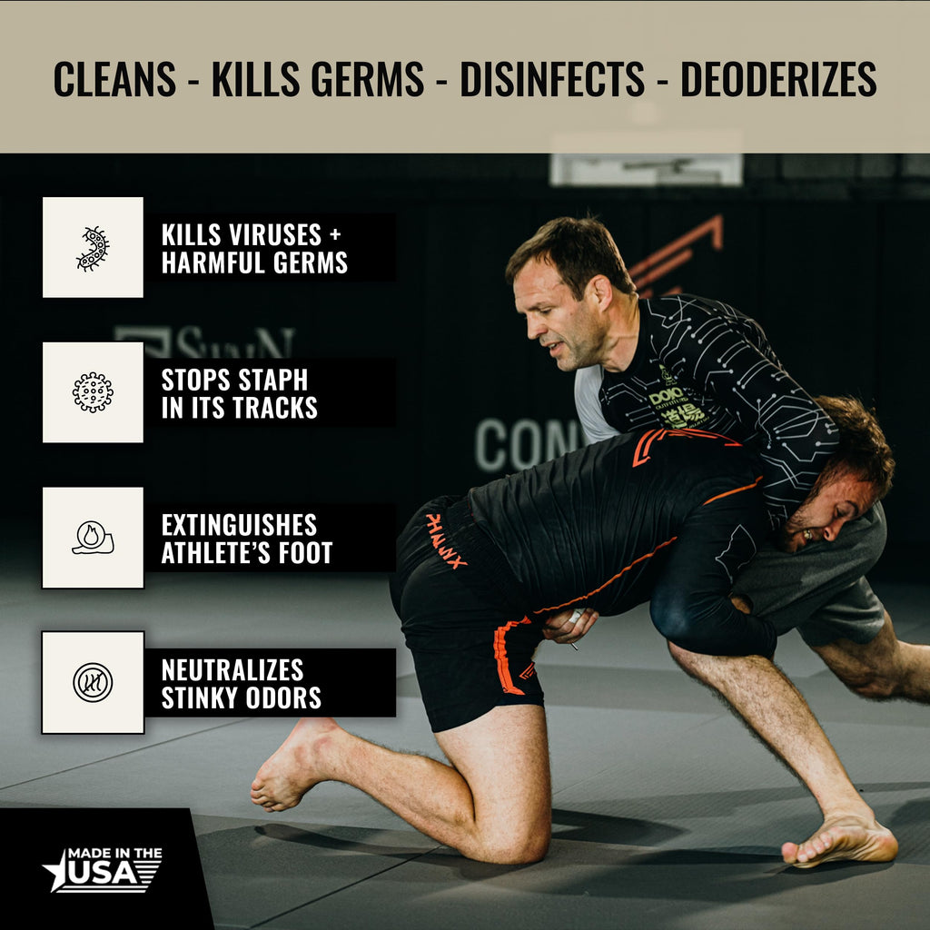 Dollamur Mat Attack! PLUS® Wrestling Mat Cleaner, Disinfecting, Rubber Floor Cleaner, and Fitness Equipment-Quart