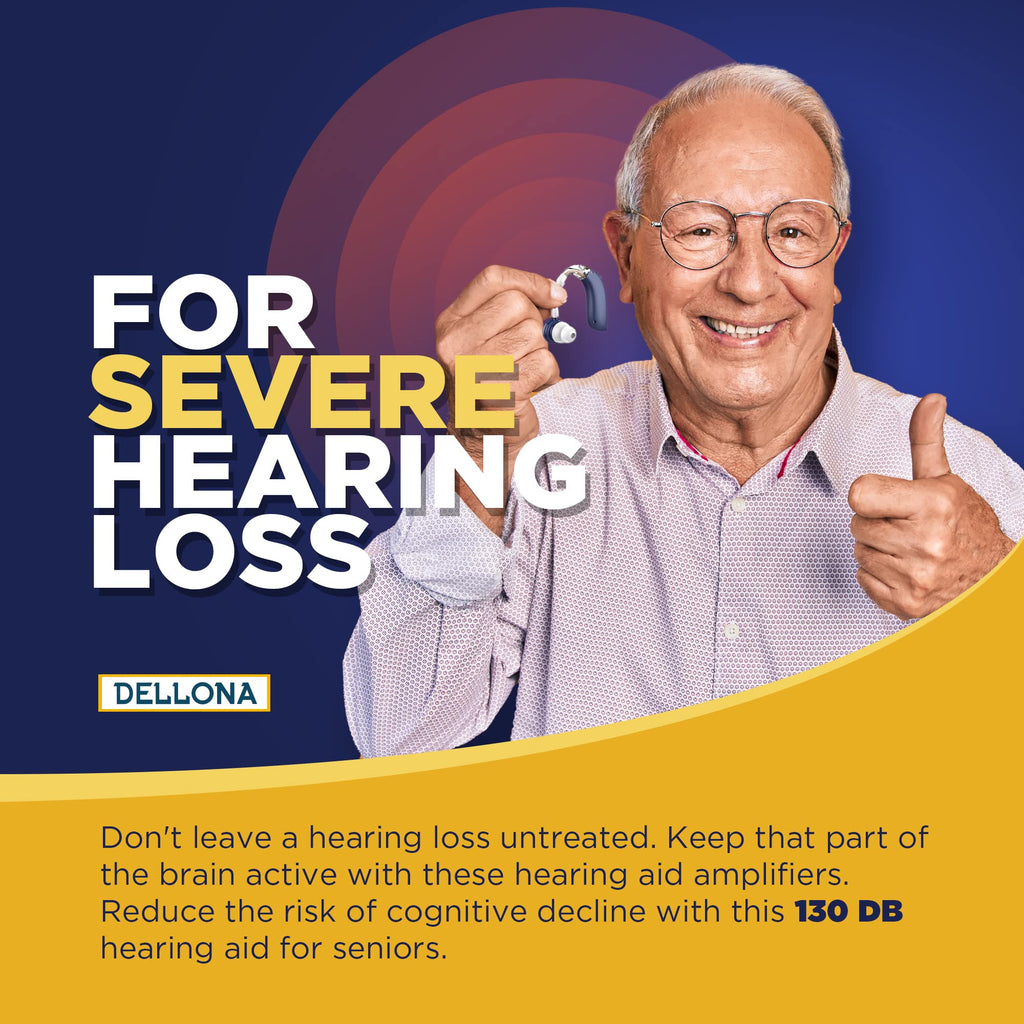 DELLONA High-Performance Hearing Aids for Seniors Severe Hearing Loss, Rechargeable with Noise Cancelling (Pair), 4 Modes - Comfort Design Ear Hearing Aid, PSAP